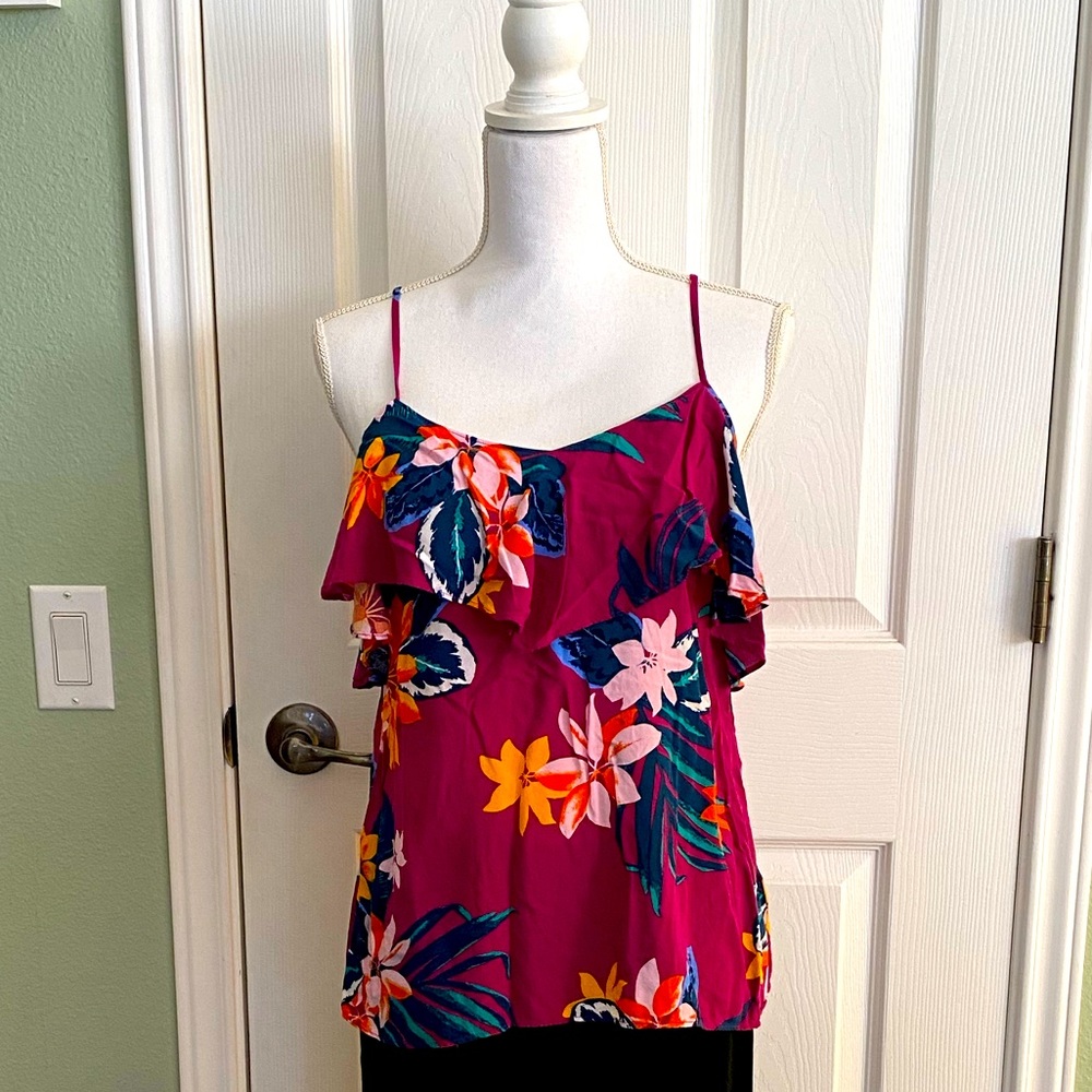 Cold shoulder or sleeveless floral print top